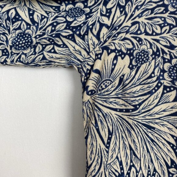 H&M x William Morris & Co 8 Floral Print Top Blouse Navy Blue Ivory - Picture 7 of 15